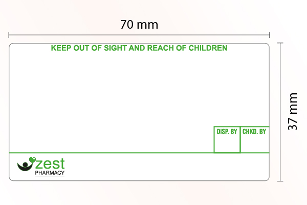 Pharmacy Labels Zest 37mm x 70mm - 1000x Labels Per Roll