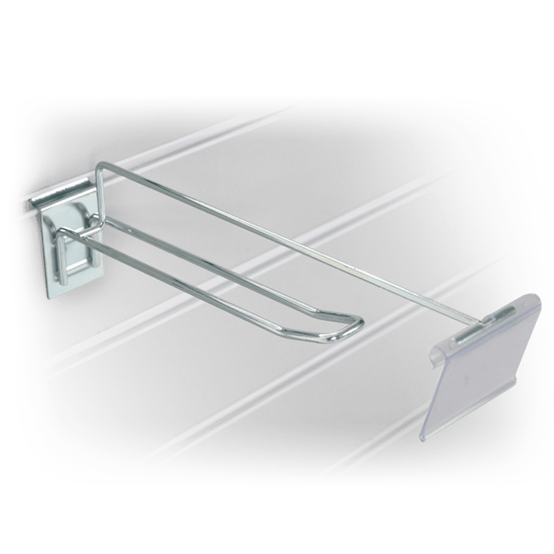 Slatwall Double Hook with Swinging Pocket 300mm - 1x Per Pack