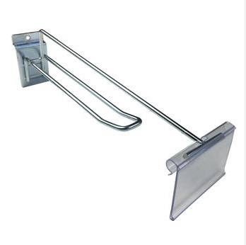 Slatwall Double Hook with Swinging Pocket 200mm - 1 Per Pack