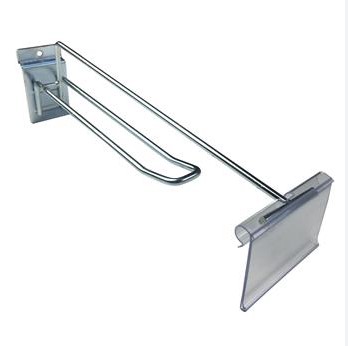 Slatwall Double Hook with Swinging Pocket 150mm - 1 Per Pack