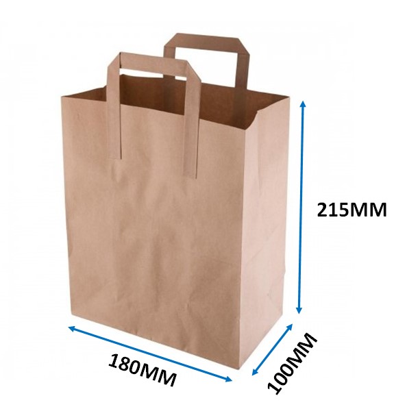 Small Takeaway Bags - Flat Handle Kraft 7