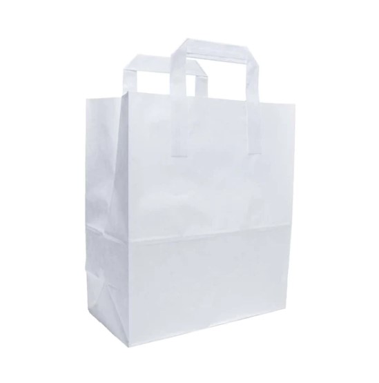 Small Shopping Bags - Flat Handle White - 250 Per Pack