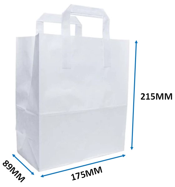 Small Shopping Bags - Flat Handle White - 250 Per Pack