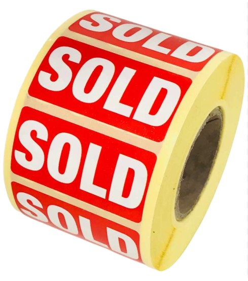 Sold Parcel Labels - 89mm x 36mm - 1000x Labels Per Roll