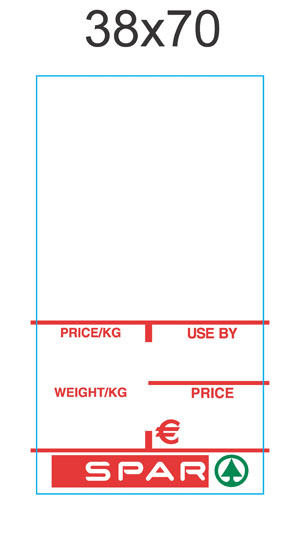 SPAR Scale Labels 38mm x 70mm x 38mm - 600x Labels per Roll