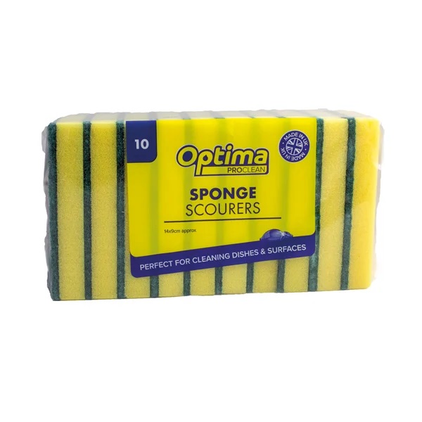 Optima Proclean Large Sponge Scourers - 10 Per Pack
