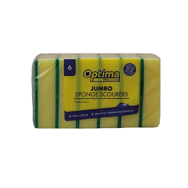 Optima Proclean Jumbo Sponge Scourers - 6 Per Pack 