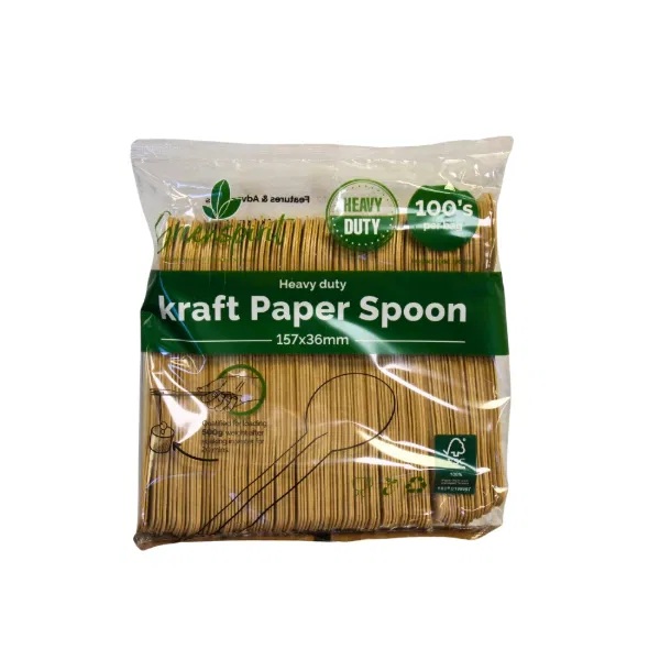 Heavy Duty Kraft Paper Spoons - 100x Per Pack
