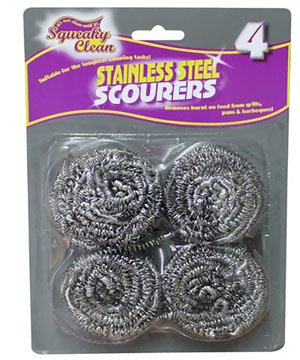 Squeaky Clean Steel Scourers - 4x Per Pack