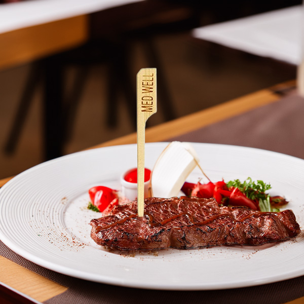 Bamboo Steak Markers Med Well - 90mm - 100x Per Pack