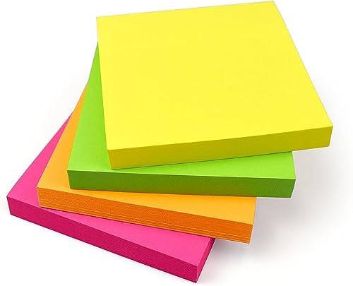 Sticky Notes 76mm x 76mm Neon 300 Sheets - 1x Per Pack