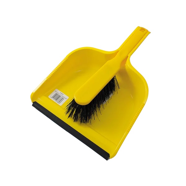 Dustpan and Stiff Brush Set Yellow - 1 Per Pack