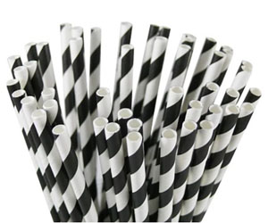 Paper Straws Black & White Smoothie - 9mm x 230mm - 200x Per Pack