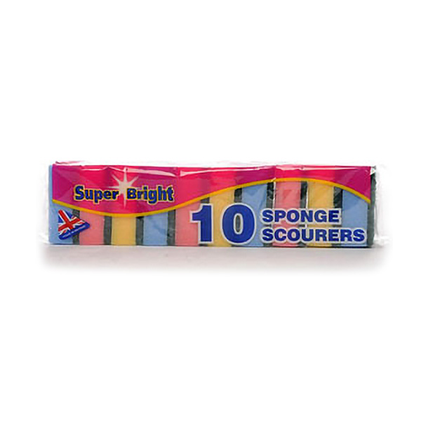 Super Bright Sponge Scourers - 10x Per Pack