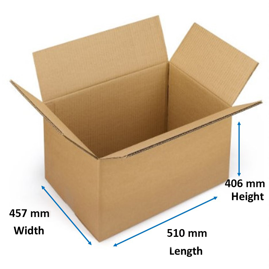 Single Wall Boxes 510mm x 457mm x 406mm - 25 per Pack