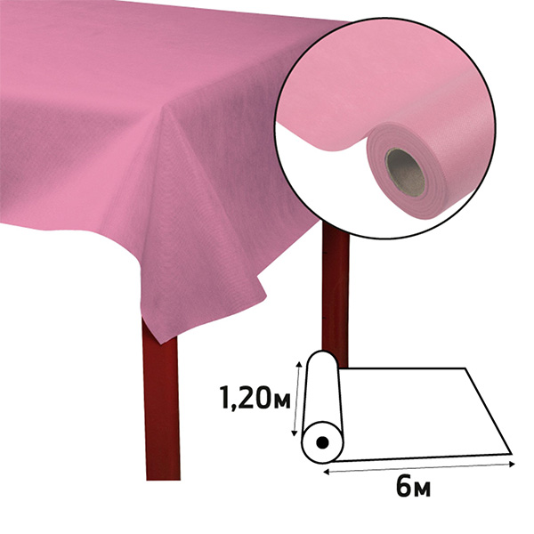Party Tablecloth Roll Pink - Premium Fabric Like - 1.2m x 6m - 1x Per Pack