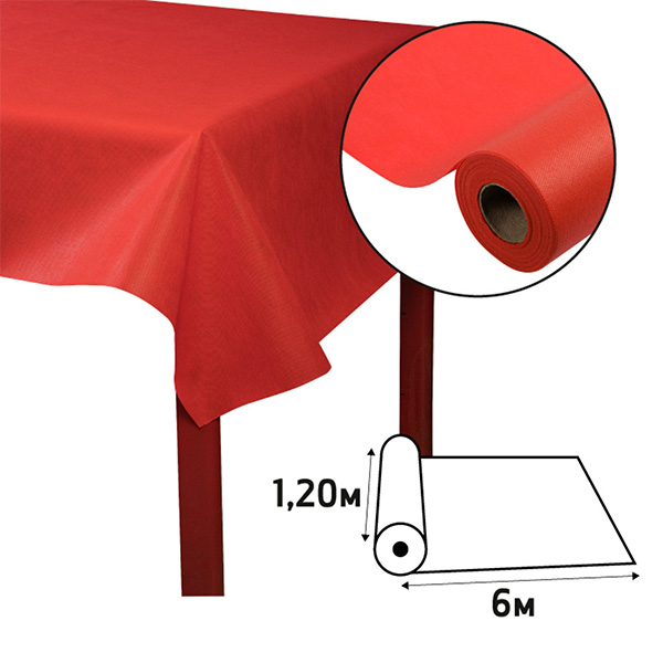 Party Tablecloth Roll Red - Premium Fabric Like - 1.2m x 6m - 1x Per Pack