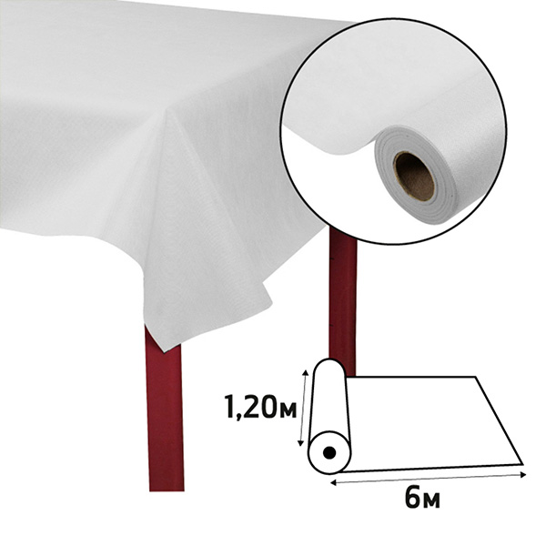 Party Tablecloth Roll White - Premium Fabric Like - 1.2m x 6m - 1x Per Pack
