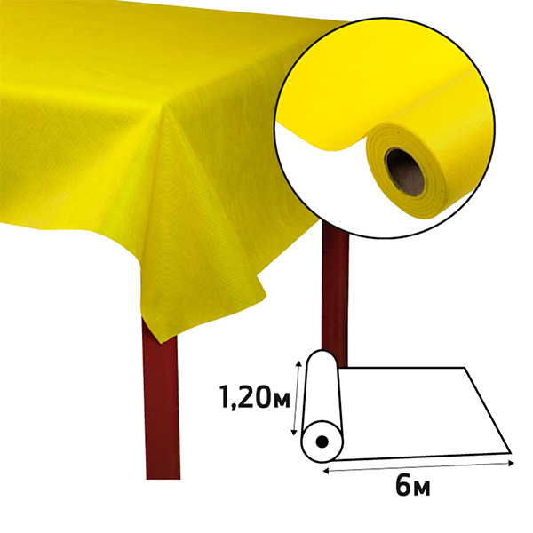 Party Tablecloth Roll Yellow - Premium Fabric Like - 1.2m x 6m - 1x Per Pack