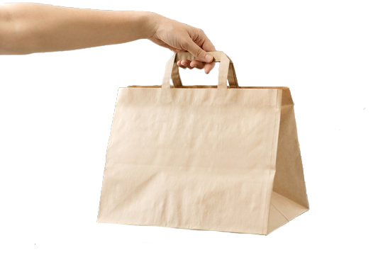 Extra Wide Bottom Bags - Takeaway Flat Handle Kraft - 125x Per Pack