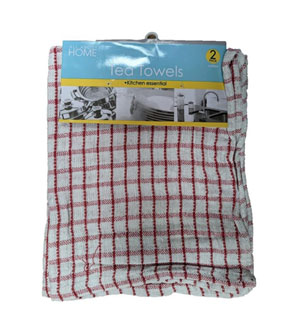 Check Tea Towel Assorted Coloured - 3x Per Pack