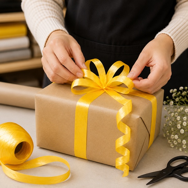 Curling Ribbon Yellow Glossy - 7mm x 10m  - 1x Roll Per Pack