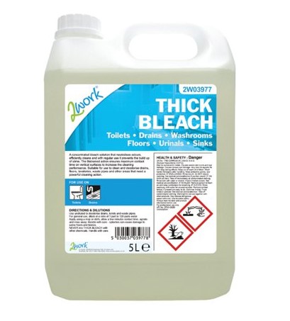 2Work Thick Concentrated Bleach 5 Litre - 1x Per Pack