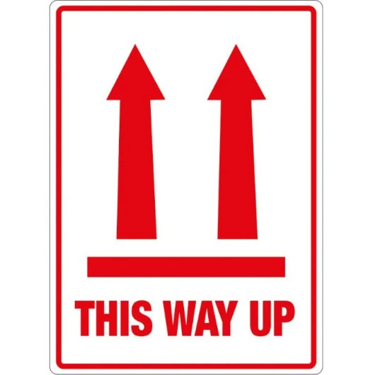 This Way Up - Symbol Labels - 108mm x 79mm - 500x Labels Per Roll