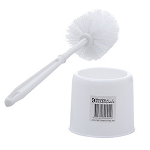 Plastic Toilet Brush Set White - 1x Per Pack