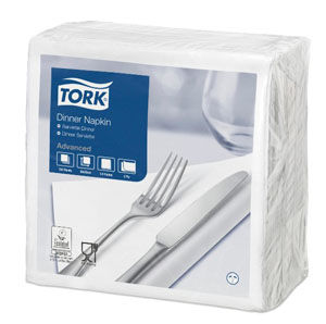 Tork White Linen Style Dinner Napkins 4 Fold - 50 Per Pack