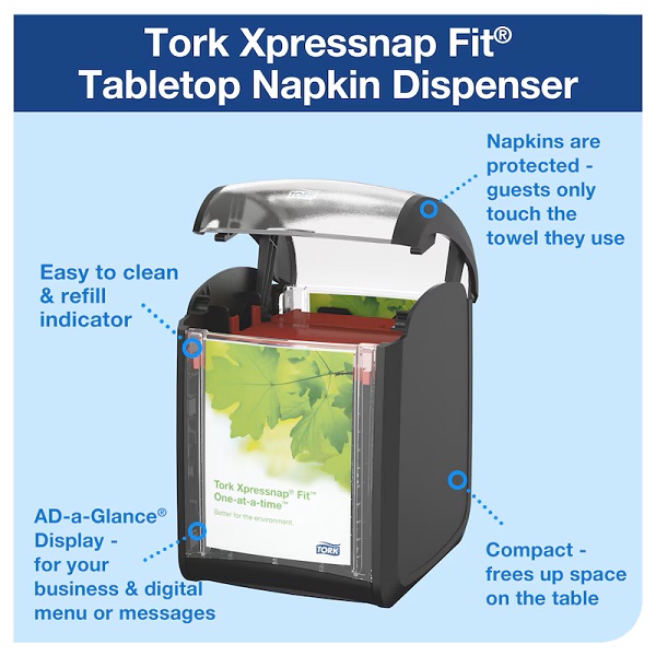Tork Xpressnap Fit Counter Napkin Dispenser N14 Black - 1x Per Pack