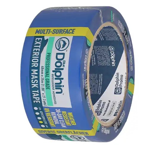 Blue Dolphin Exterior Blue Masking Tape - 38mm x 50m - 1x Roll Per Pack
