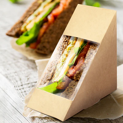 Triple Sandwich Wedge - Front Load Kraft - 123mm x 75mm x 123mm - 250x Per Case