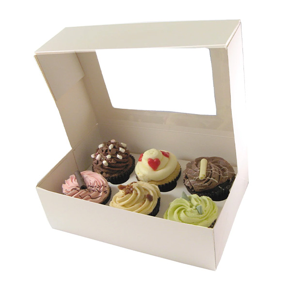 White Window 6 Cupcake Box With Inserts - 125x Per Case