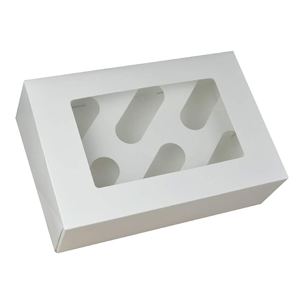 White Window 6 Cupcake Box With Inserts - 125x Per Case