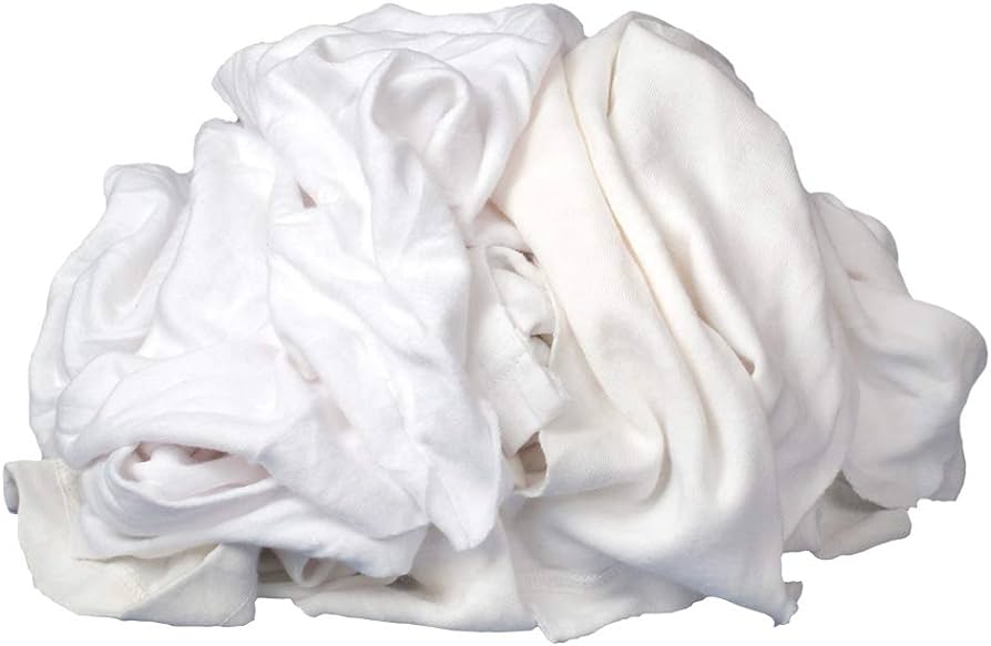 White Cotton T-Shirt Wiping Rags - Grade B - 9KG Per Bale