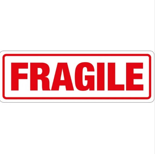 Fragile Parcel Labels - 148mm x 50mm - 500x Labels Per Roll