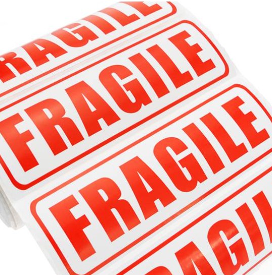 Fragile Parcel Labels - 148mm x 50mm - 500x Labels Per Roll
