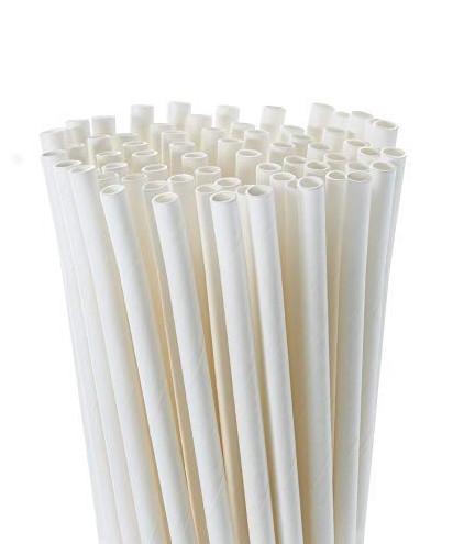Paper Straws White - 6mm x 195mm - 250x Per Pack