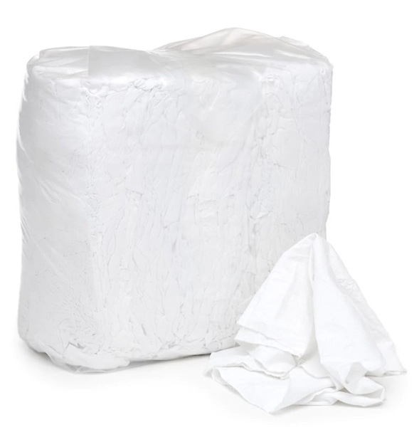 White Cotton T-Shirt Wiping Rags - Grade B - 9KG Per Bale