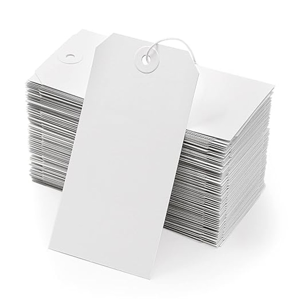 Strung Tags 120mm x 60mm White - 1000x Per Pack