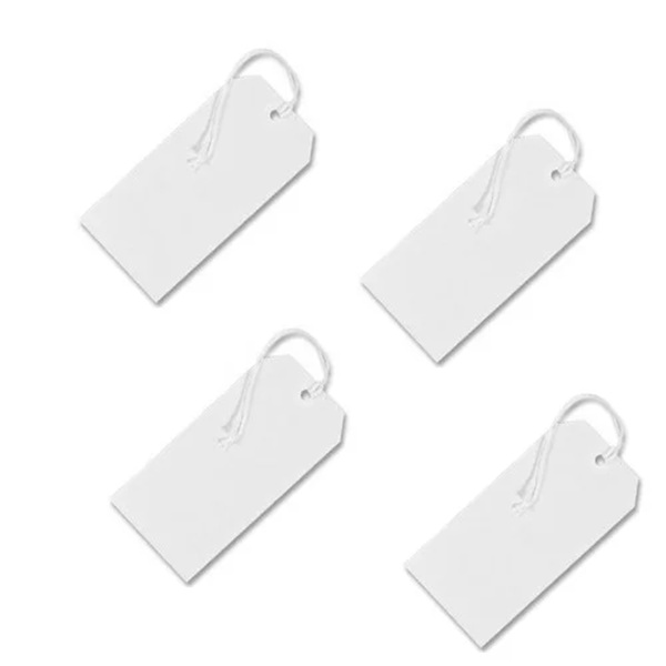 Strung Tags 120mm x 60mm White - 1000x Per Pack