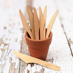Wooden Knifes Biodegradable Cutlery - 100x Per Pack