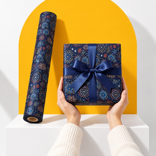 Gift Wrapping Coated Rolls - Design Fireworks - 500mm x 100m 60gsm - 1x Roll Per Pack Gift Wrapping Coated Rolls - Design Fireworks - 500mm x 100m 60gsm - 1x Roll Per Pack