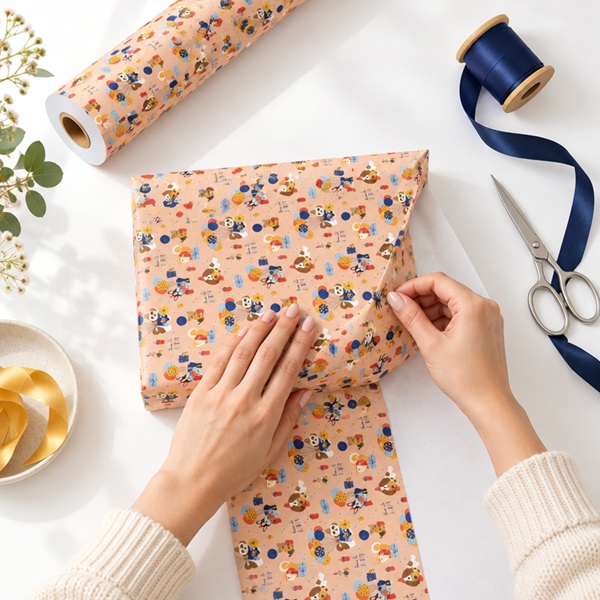 Gift Wrapping Coated Rolls - Design Party - 500mm x 100m 60gsm - 1x Roll Per Pack