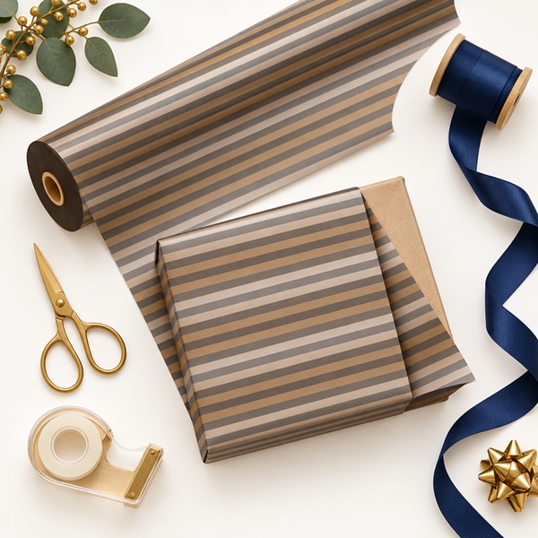 Gift Wrapping Coated Rolls - Design Lines - 500mm x 100m 90gsm - 1x Roll Per Pack