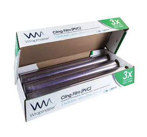 Wrapmaster 4500 - Cling Film Rolls 45cm x 300m - 3x Rolls Per Pack