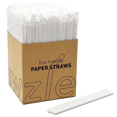 Paper Straws White Individually Wrapped - 6mm x 195mm - 1000x Per Pack
