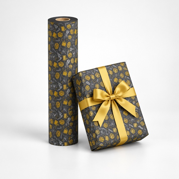 Gift Wrapping Coated Rolls - Design Annivesary- 500mm x 100m 80gsm - 1x Roll Per Pack