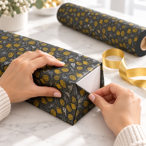 Gift Wrapping Coated Rolls - Design Annivesary- 500mm x 100m 80gsm - 1x Roll Per Pack